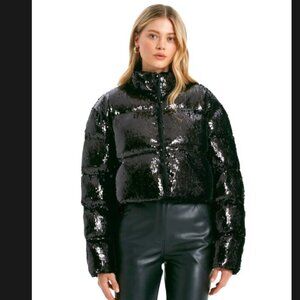 CHRLDR Black Sequin Puffer Jacket